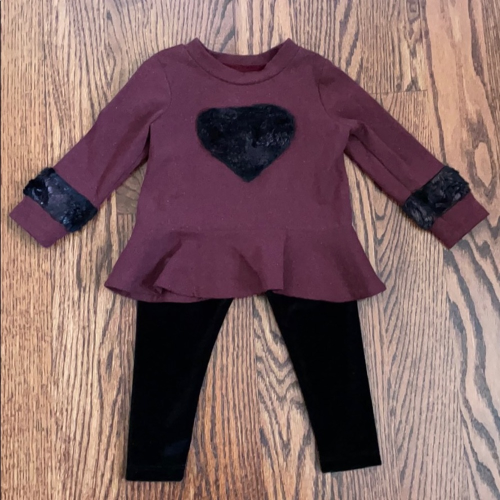 Isobella & Chloe Burgundy and Black Kids Matching Set